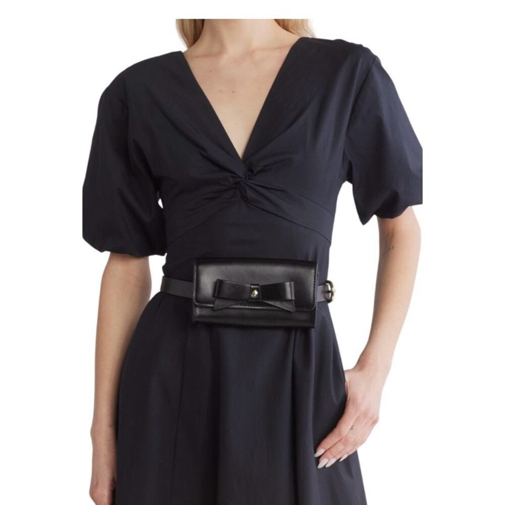 Kate Spade Leather Black Belt Bag with Bow
